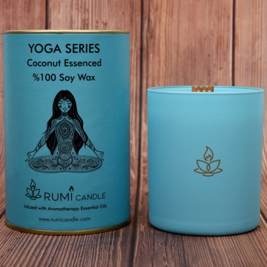 Rumi Candle Yoga Mumu Serisi Soya Mum Soya Wax Ahşap Fitil Lüx Mum Kokulu Aromaterapik Esansiyel Mum