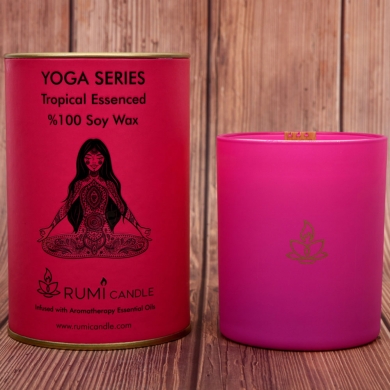 Rumi Candle Yoga Mumu Serisi Soya Mum Soya Wax Ahşap Fitil Lüx Mum Kokulu Aromaterapik Esansiyel Mum